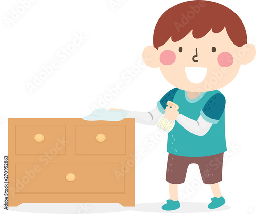 Kid Boy Clean Wipe Cabinet Illustration
