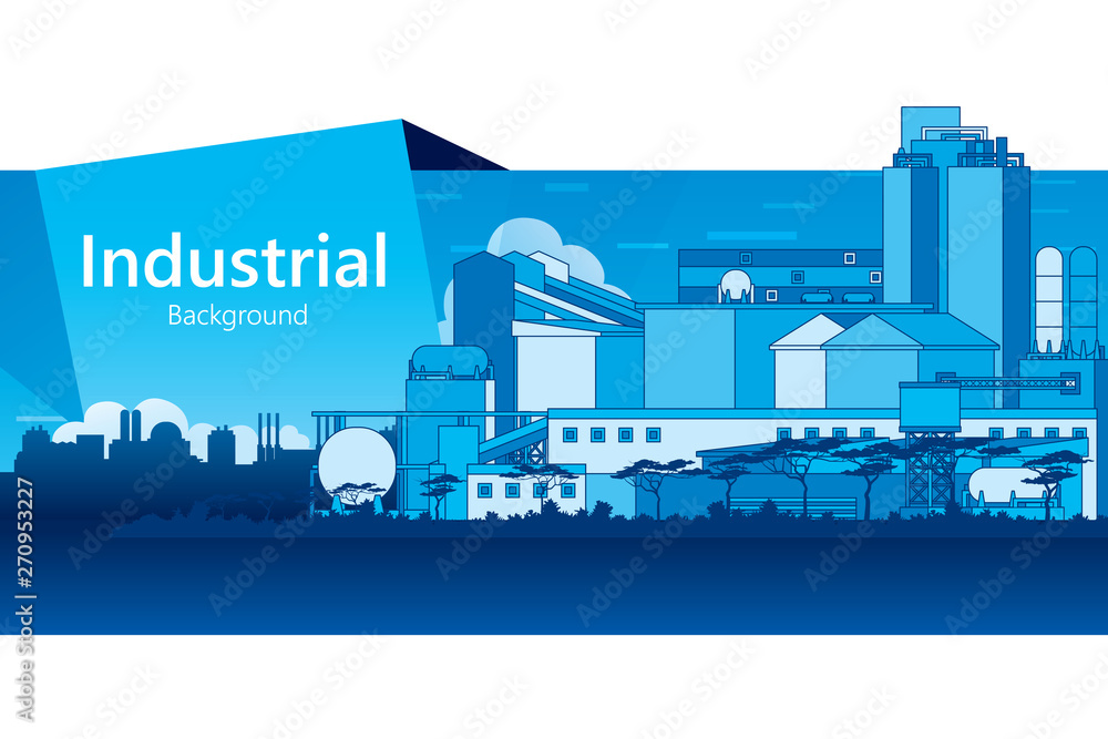 The industrial plant and manufacture building background. Vector illustration of abstract industry landscape