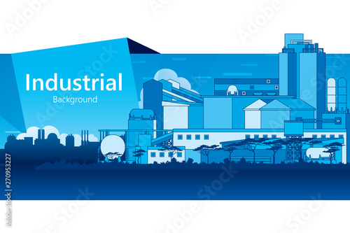 The industrial plant and manufacture building background. Vector illustration of abstract industry landscape