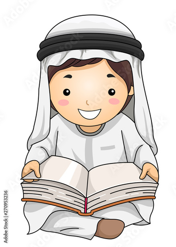 Kid Boy Qatari Read Book Il...