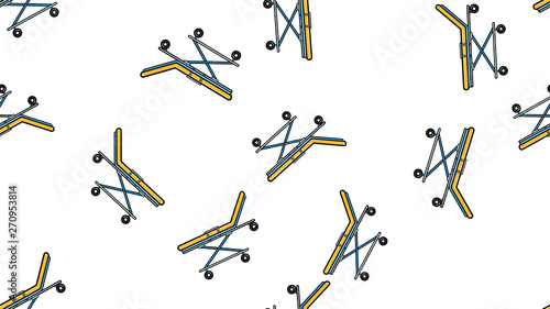 Seamless pattern texture of endless recurring medical beds with wheels, gurney from emergency hospital on white background. Vector illustration
