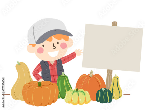 Kid Boy Pumpkins Sell Play ...