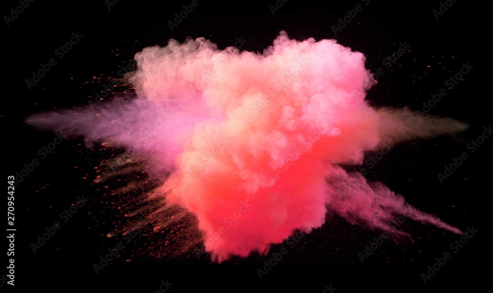 Fototapeta premium Collision of colored powder isolated on black