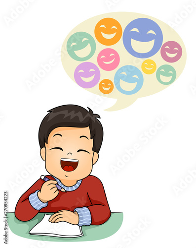 Kid Boy Write Jokes Illustration
