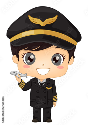 Kid Boy Airplane Pilot Illu...