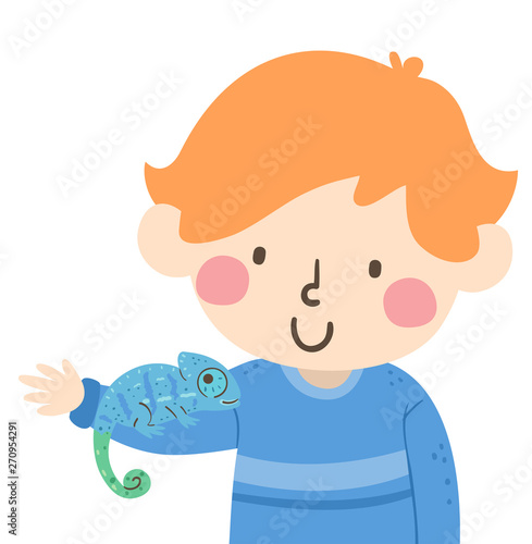Kid Boy Chameleon Camouflage Illustration