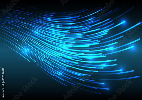 Abstract blue light fiber line network internet on black technology background vector illustration.