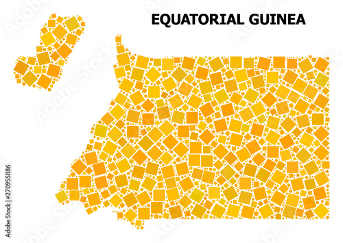 Gold Rotated Square Mosaic Map of Equatorial Guinea