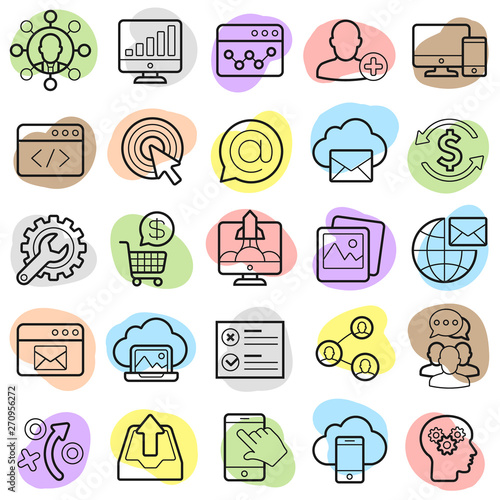 SEO optimization and marketing trendy icon set. Vector eps10