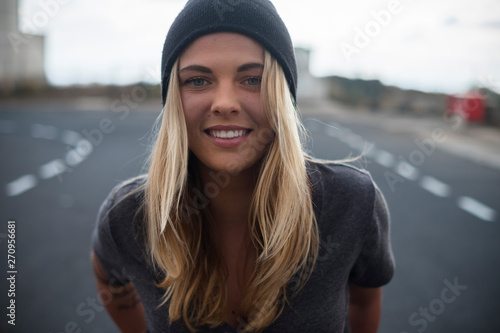 teenager smiling at the camara - beauiful blonde woman 2 s happy and enjoy photo