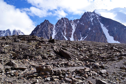 View of the snowy mountain peak.