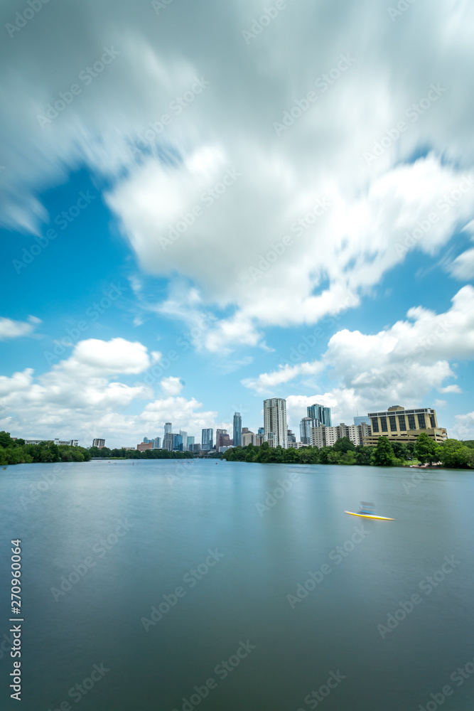 Portrait View of Downtown Austin From Lady Bird Lake