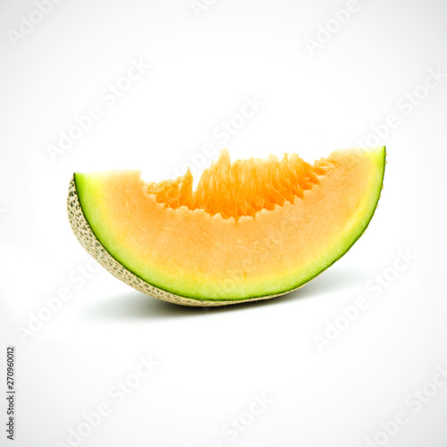Cantaloupe Melon,with Orange flesh on the White Blackground.