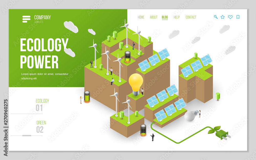 Minimal modern concept of alternative ecology energy source. Design web site, landing page or presentation template. Isometric vector illustration. Minimal modern concept of alternative ecology energy source. Design web site, landing page or presentation template. Isometric vector illustration.