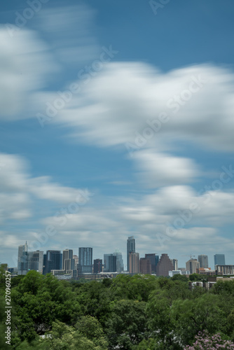 View of Austin Skyline From a Distance With Cloudy Skies