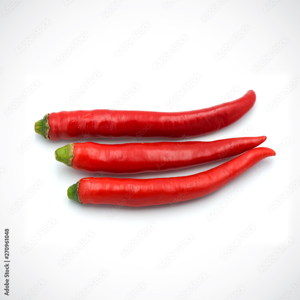 Red hot chili pepper isolated on the white background.