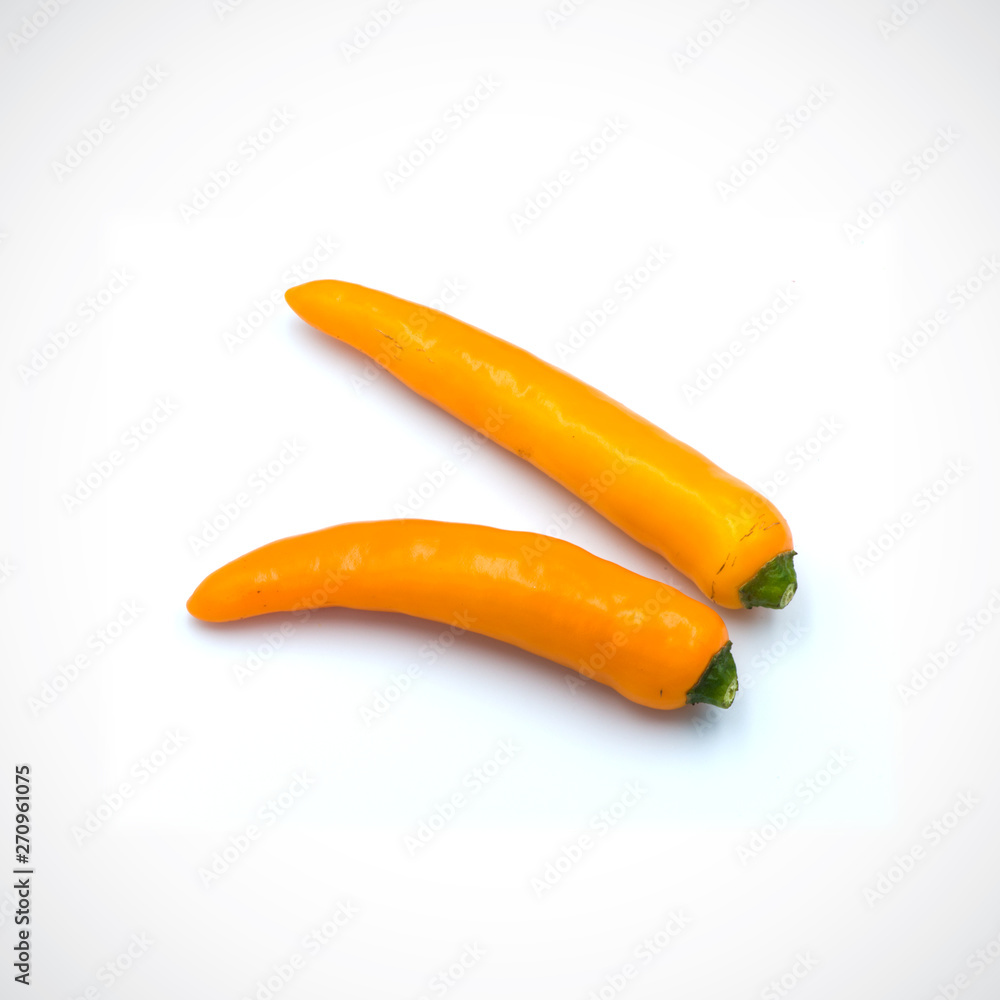 Yellow hot chili pepper isolated on the white background. Yellow hot chili pepper isolated on the white background.