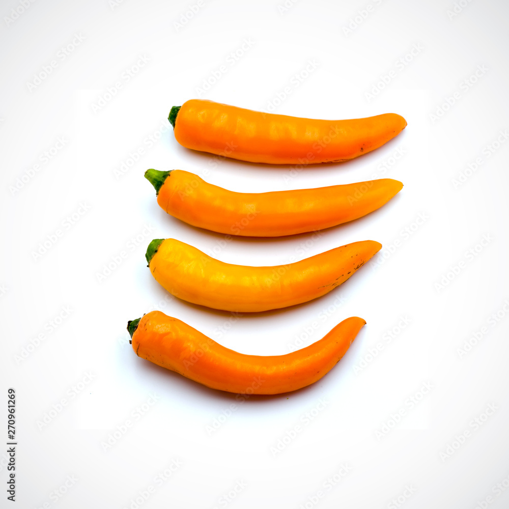 Yellow hot chili pepper isolated on the white background. Yellow hot chili pepper isolated on the white background.