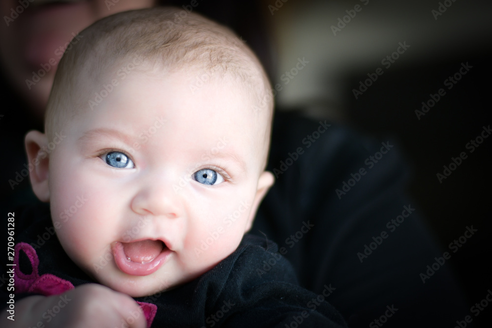 Beautiful Happy Smiling Baby Blue Eyed Girl Mouth Open Beautiful Happy Smiling Baby Blue Eyed Girl Mouth Open