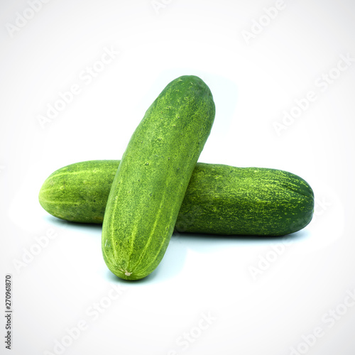 Two cucumbers on a white background