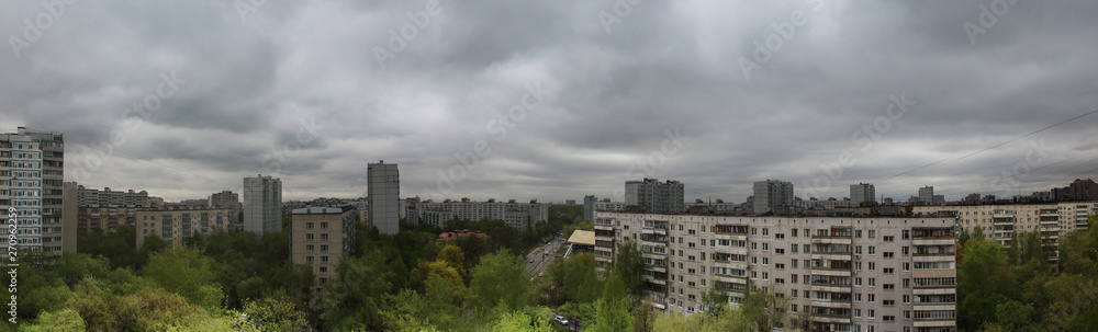 Moscow city panorama at cloudy day