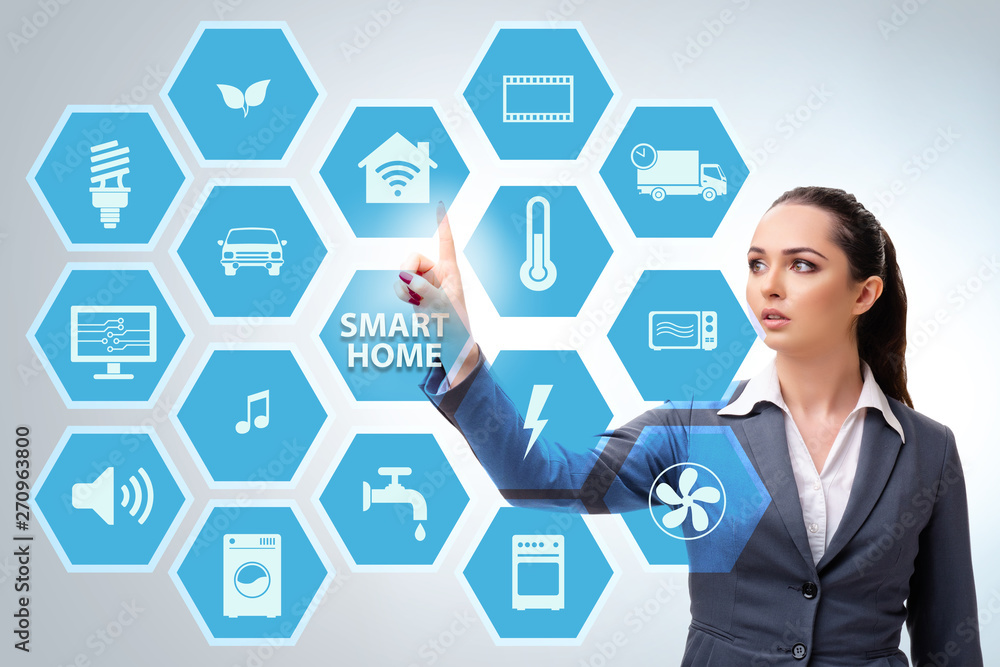 Smart home concept with woman Smart home concept with woman