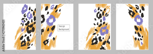 Set of abstract template with animal print. Artistic background. Text place. Vector.