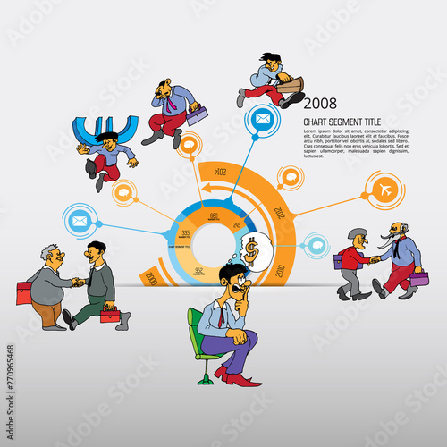 Abstract infographics template with cartoon character. Vector illustration