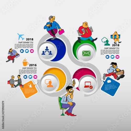 Abstract infographics template with cartoon character. Vector illustration
