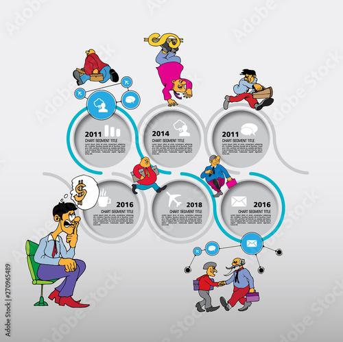 Abstract infographics template with cartoon character. Vector illustration