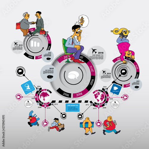 Abstract infographics template with cartoon character. Vector illustration