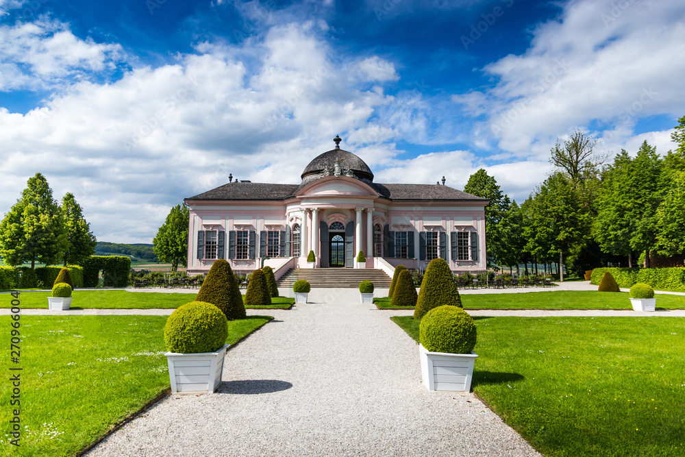 View to the public garden at Melk Abbey, Austria