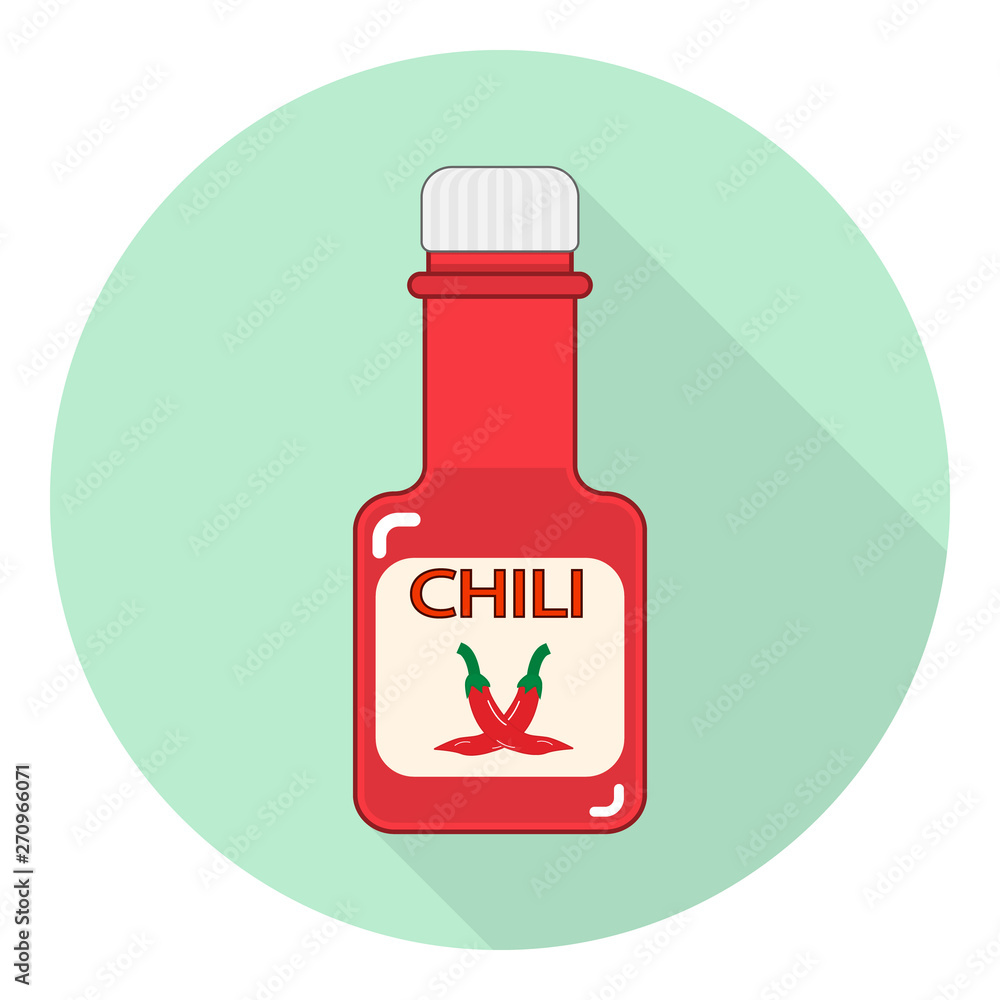 flat icon of red bottle with chili sauce flat icon of red bottle with chili sauce