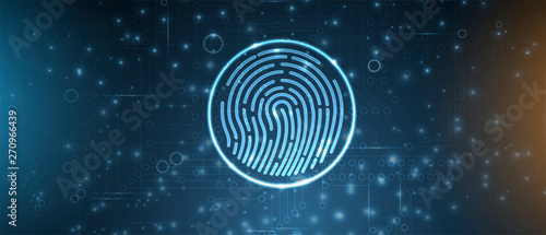 Abstract fingerprint technology business background. Circuit security style