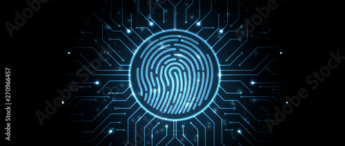 Abstract fingerprint technology business background. Circuit security style