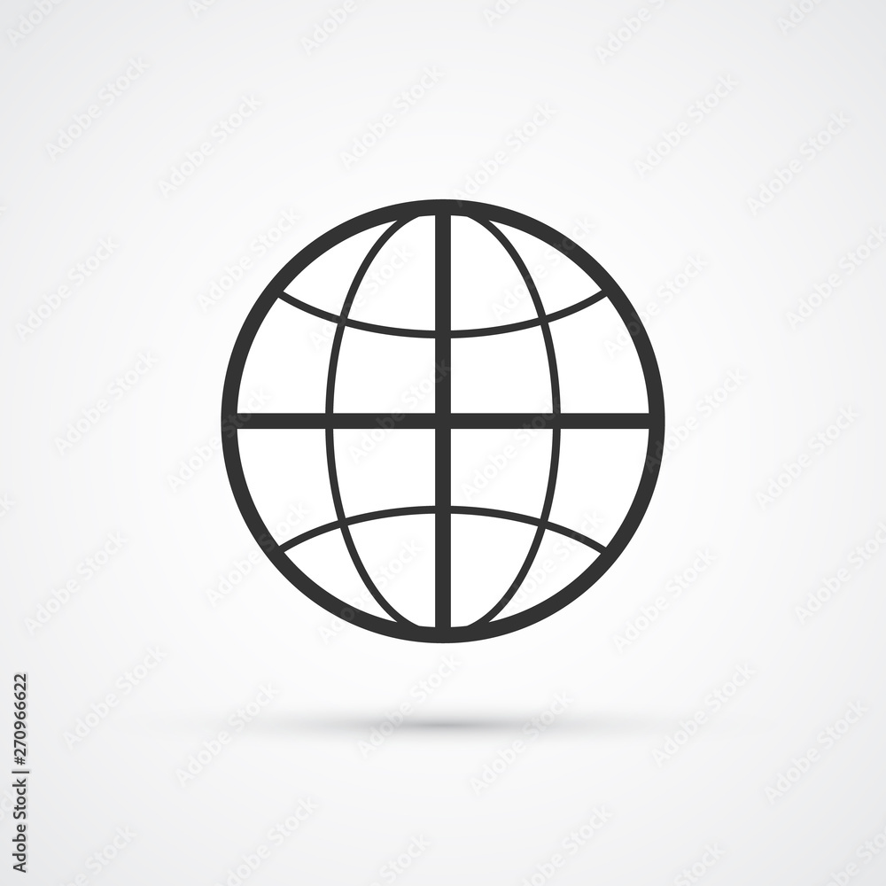 Globe flat line trendy black icon. Vector eps10 Globe flat line trendy black icon. Vector eps10