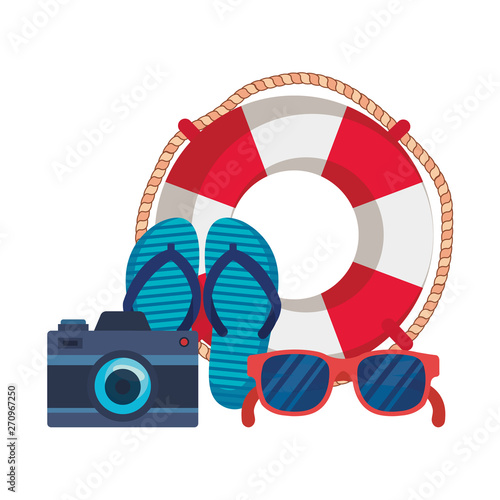 summer flip flops with camera and float