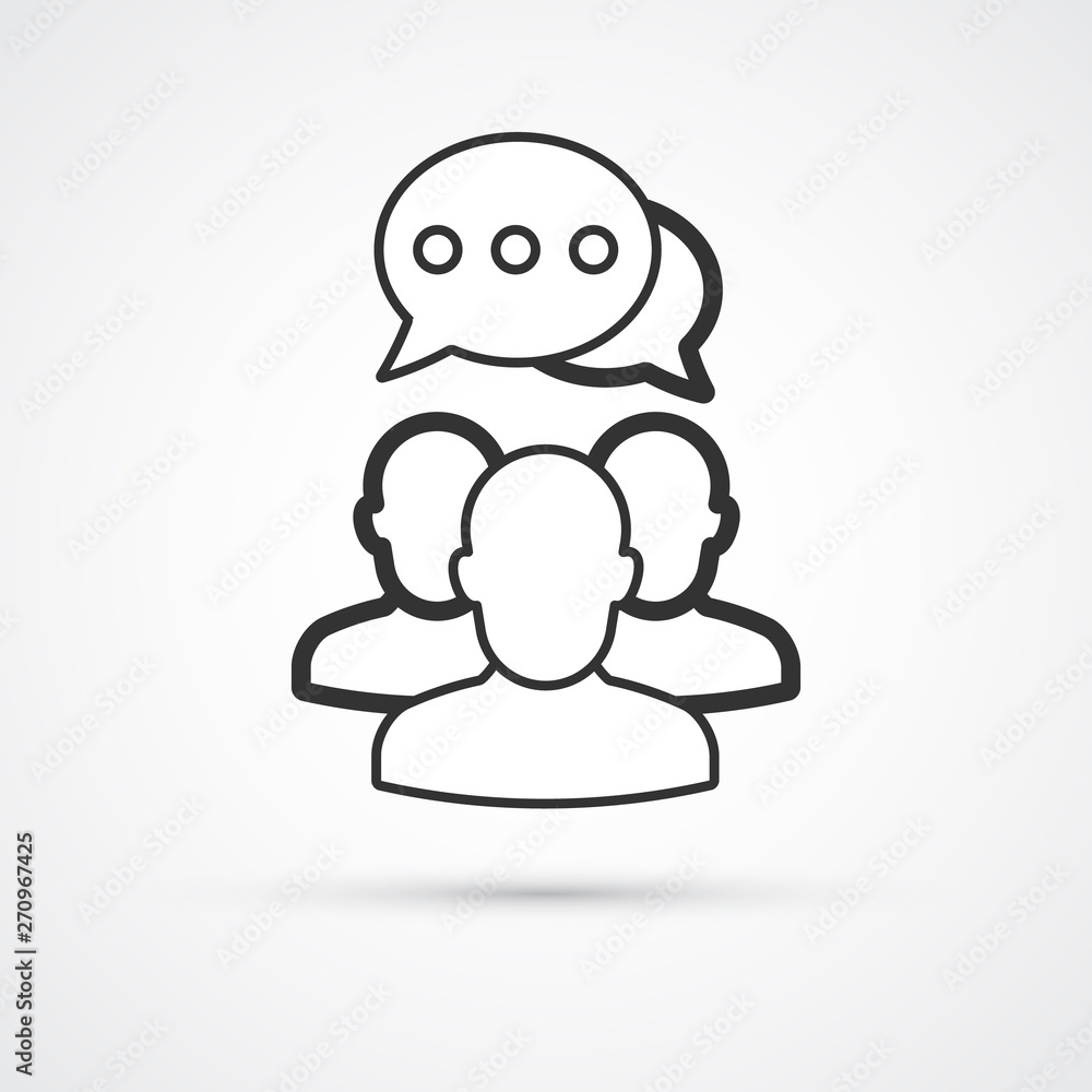 Peoples communication flat line trendy black icon. Vector eps10 Peoples communication flat line trendy black icon. Vector eps10
