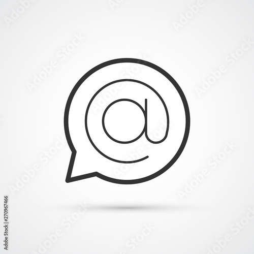 Email in speech buuble flat line trendy black icon. Vector eps10 photo