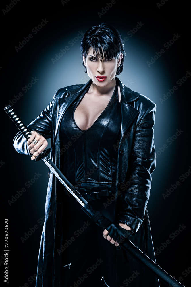Beautiful, Dangerous, Sexy Woman with Katana Sword like Action Movie Hero  Stock Photo | Adobe Stock
