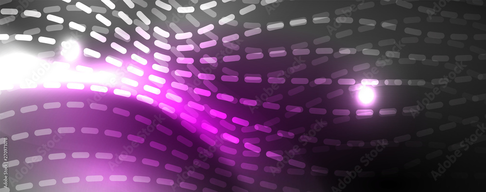 Fototapeta premium Neon vector wave lines abstract background, magic futuristic techno design