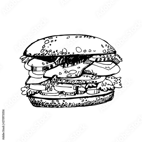 hamburger. Sandwich. hand drawn vector llustration sketch