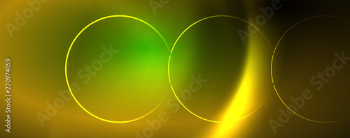 Shiny neon lines template - northern lights glowing blur lines. Futuristic style glow neon 80s disco club or night party techno template
