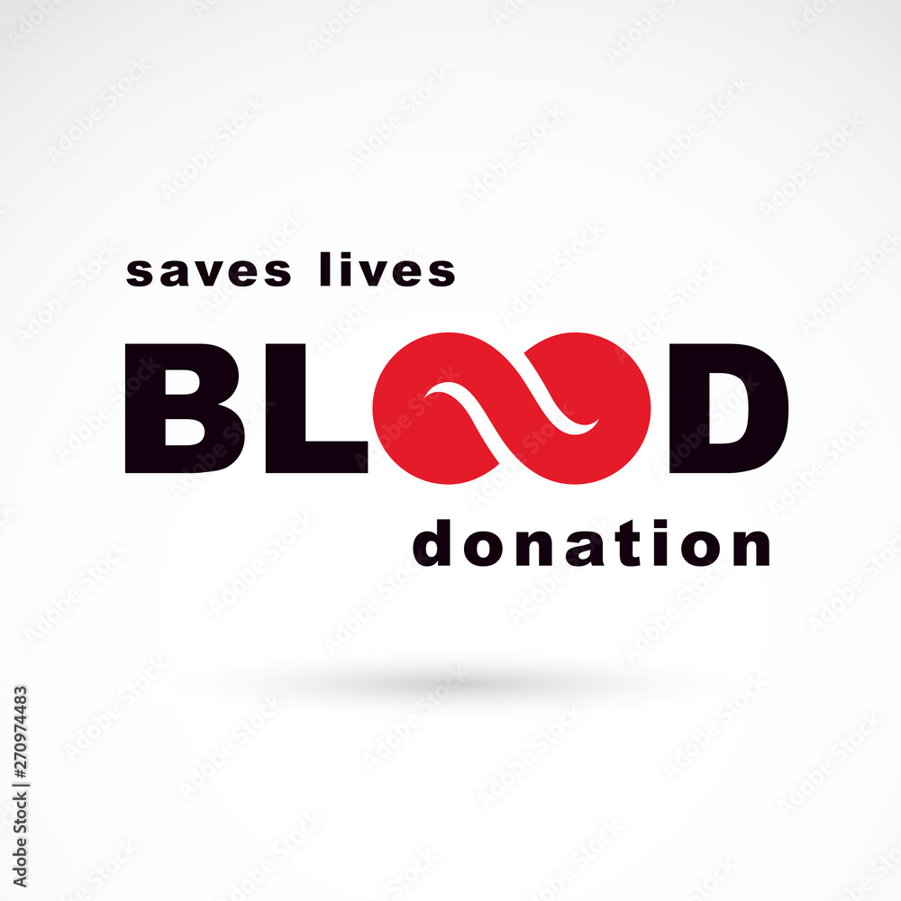 Vector blood word made with limitless symbol. Take a concern about human life and health, donate blood conceptual illustration. Vector blood word made with limitless symbol. Take a concern about human life and health, donate blood conceptual illustration.