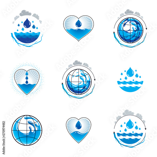 Sea wave splash vector symb...