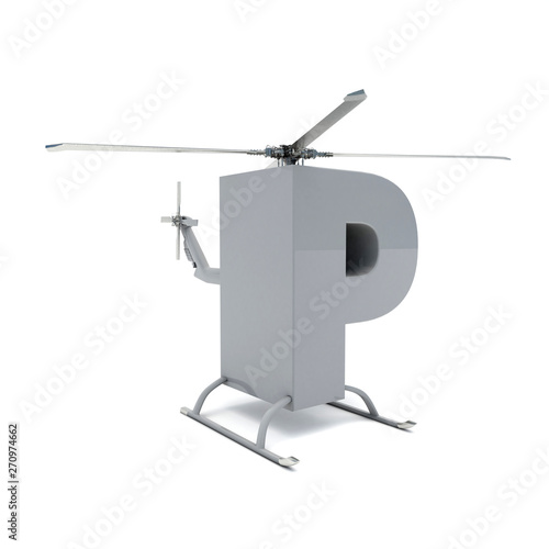 3D illustration of letter P helicopter