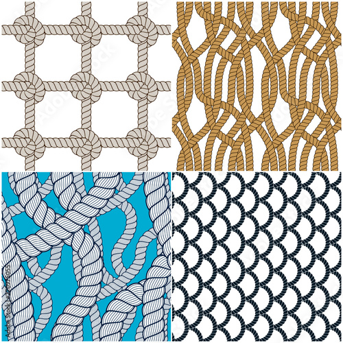 Rope seamless patterns set,...