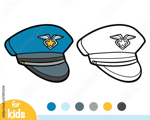 Coloring book, cartoon headwear, Police hat