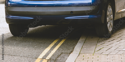 Illegally Parked Car on Double Yellow Lines