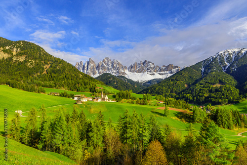 Val di Funes valley, Santa Maddalena touristic village, Dolomites, Italy, Europe © samael334